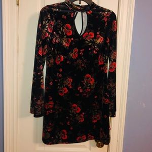 Velvet Floral Dress with Bell Sleeves NWT